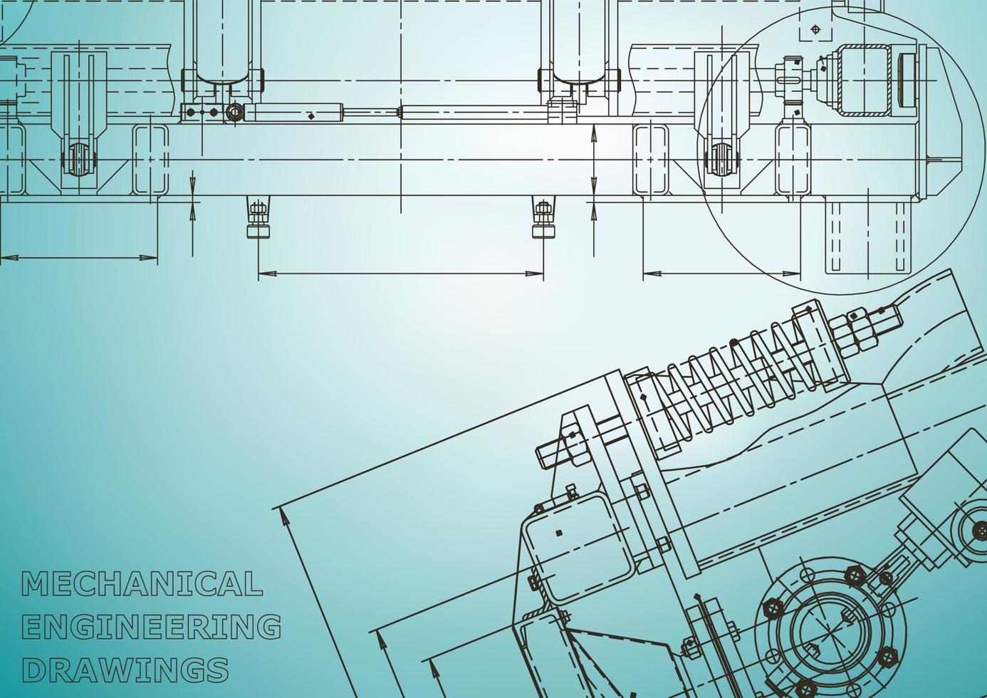 Blueprint. Vector engineering illustration. Cover, flyer, banner, background. Instrument-making drawings. Mechanical engineering drawing. Technical illustrations