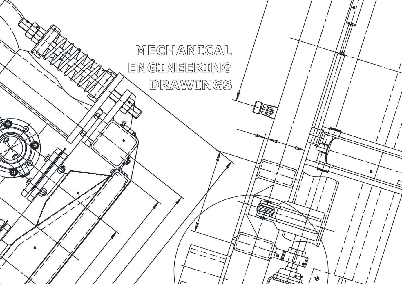 Ilustración de ingeniería vectorial. sistemas de diseño asistido por computadora. fabricación de instrumentos. ilustraciones técnicas vector