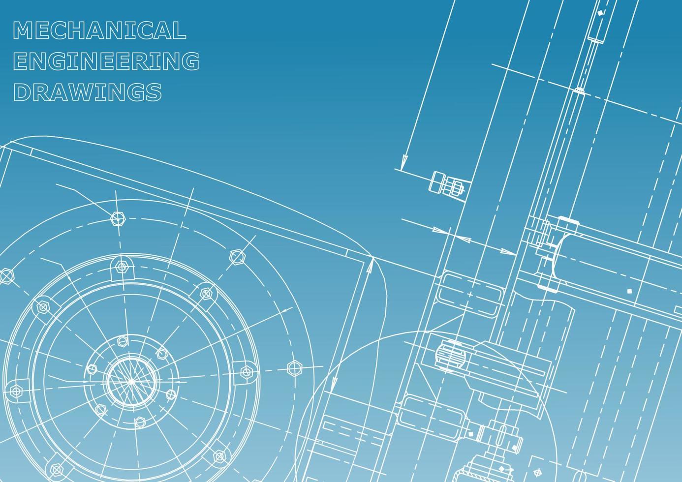 Computer aided design systems. Technical illustrations, backgrounds. Mechanical engineering drawing. Machine-building industry. Instrument-making drawings vector