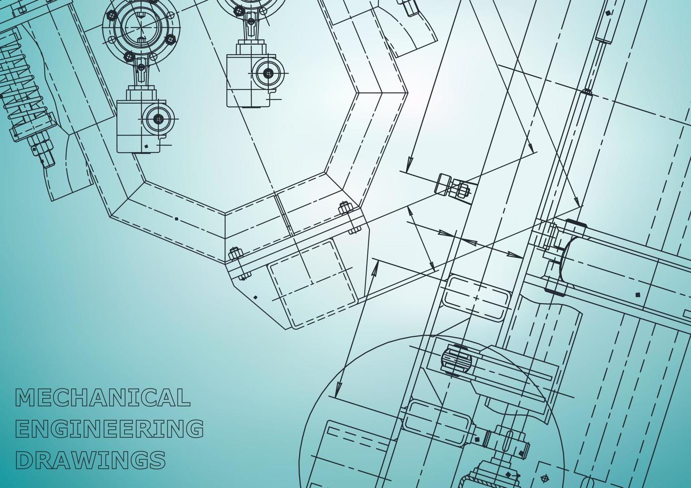 Blueprint. Vector engineering illustration. Cover, flyer, banner, background. Instrument-making drawings. Mechanical engineering drawing. Technical illustrations