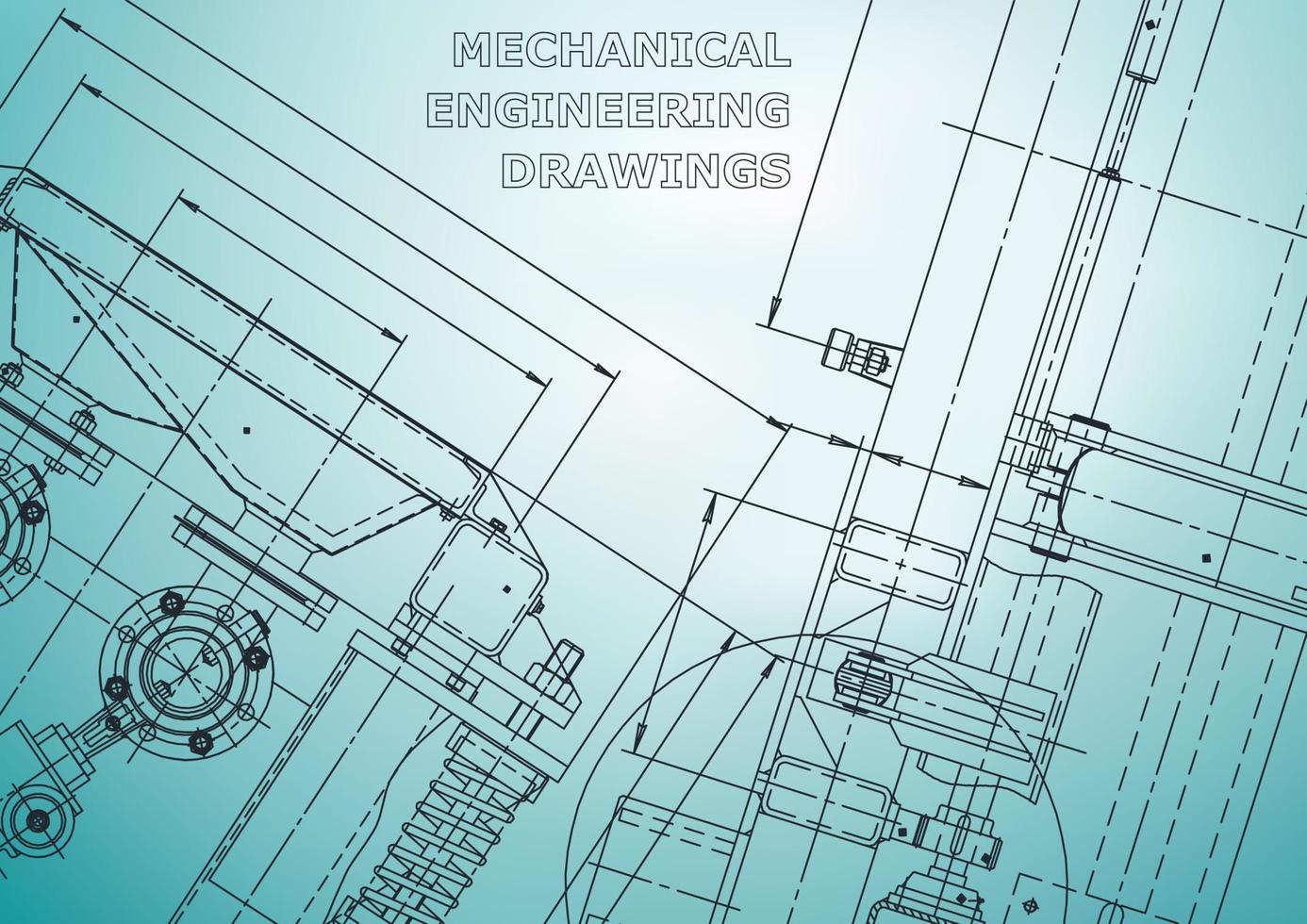 Computer aided design systems. Technical illustrations, backgrounds. Mechanical engineering drawing. Machine-building industry. Instrument-making drawings vector