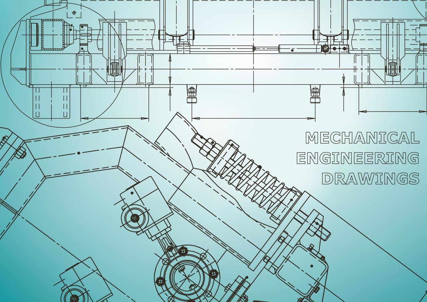 Computer aided design systems. Technical illustrations, backgrounds. Mechanical engineering drawing. Machine-building industry. Instrument-making drawings vector