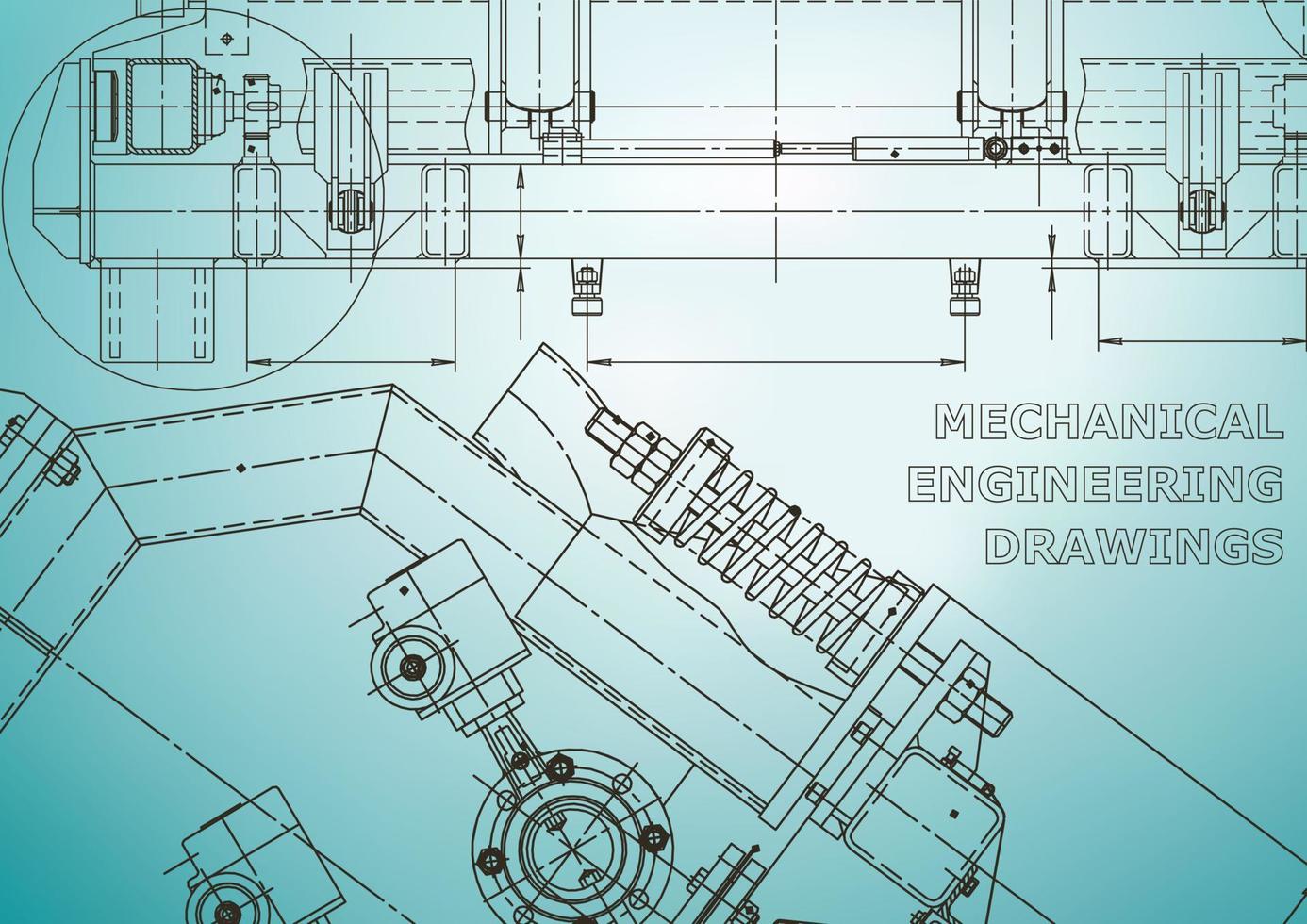 sistemas de diseño asistido por computadora. ilustraciones técnicas, fondos. dibujo de ingeniería mecánica. industria de construcción de maquinaria. dibujos de fabricación de instrumentos vector