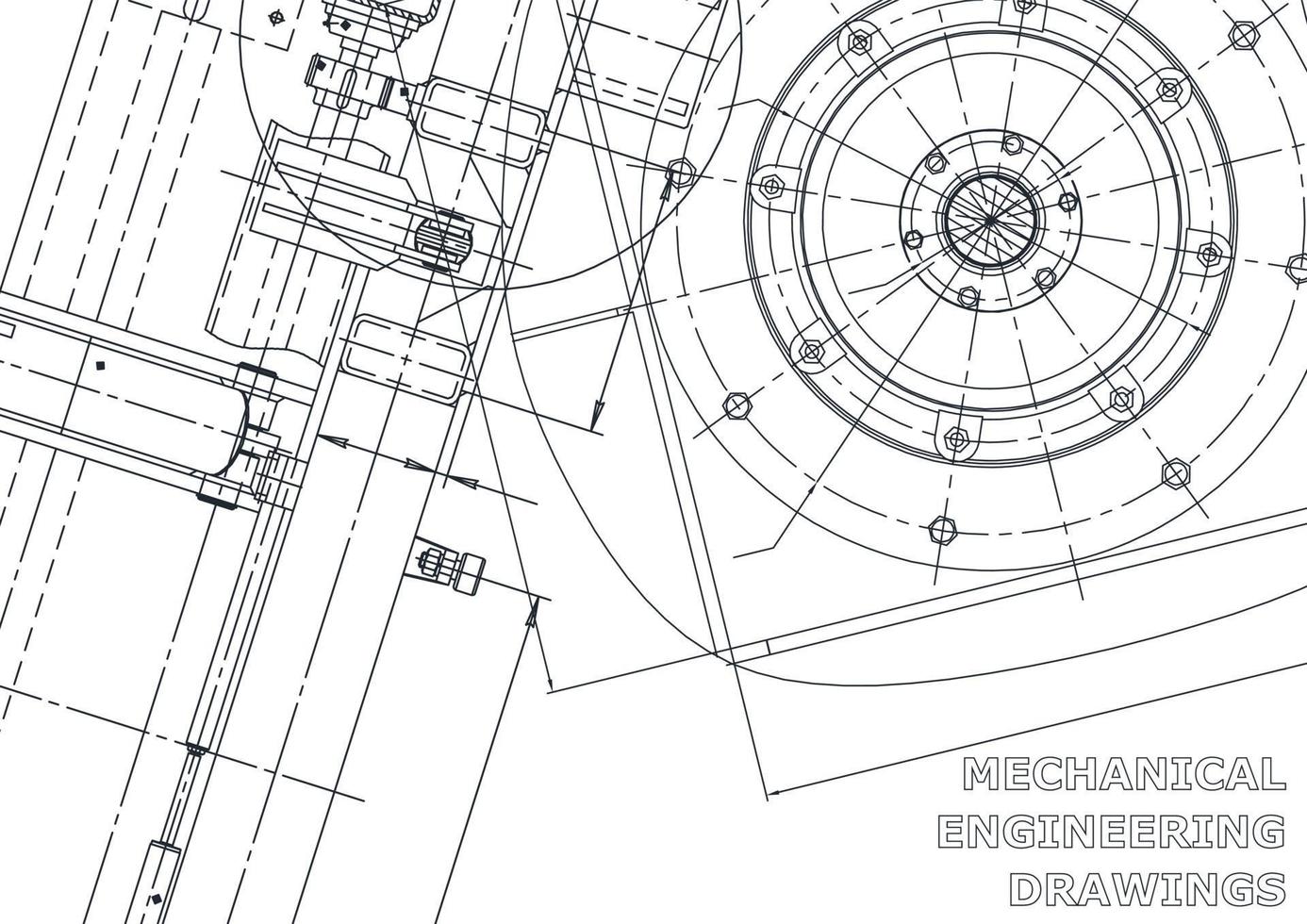 Vector banner. Engineering drawing. Mechanical instrument making