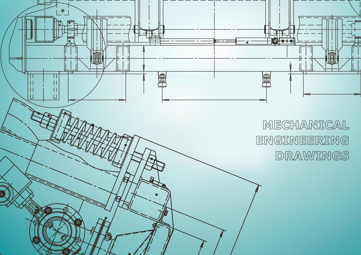 Blueprint. Vector engineering illustration. Cover, flyer, banner, background. Instrument-making drawings. Mechanical engineering drawing. Technical illustrations