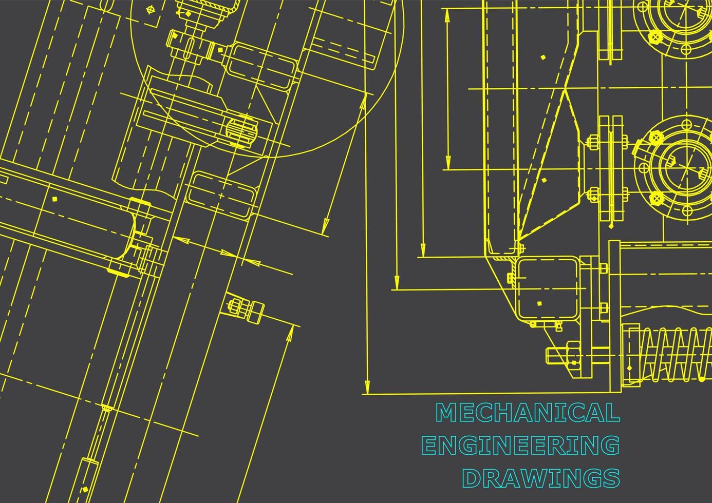 Computer aided design systems. Technical illustrations, backgrounds. Mechanical engineering drawing. Machine-building industry. Instrument-making drawings vector