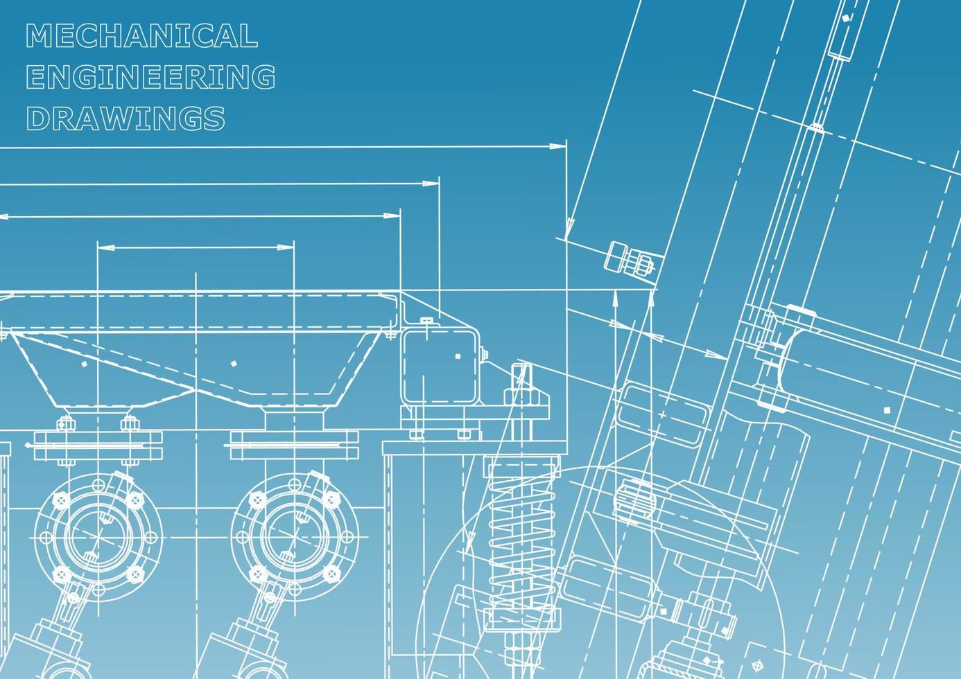 Computer aided design systems. Technical illustrations, backgrounds. Mechanical engineering drawing. Machine-building industry. Instrument-making drawings vector