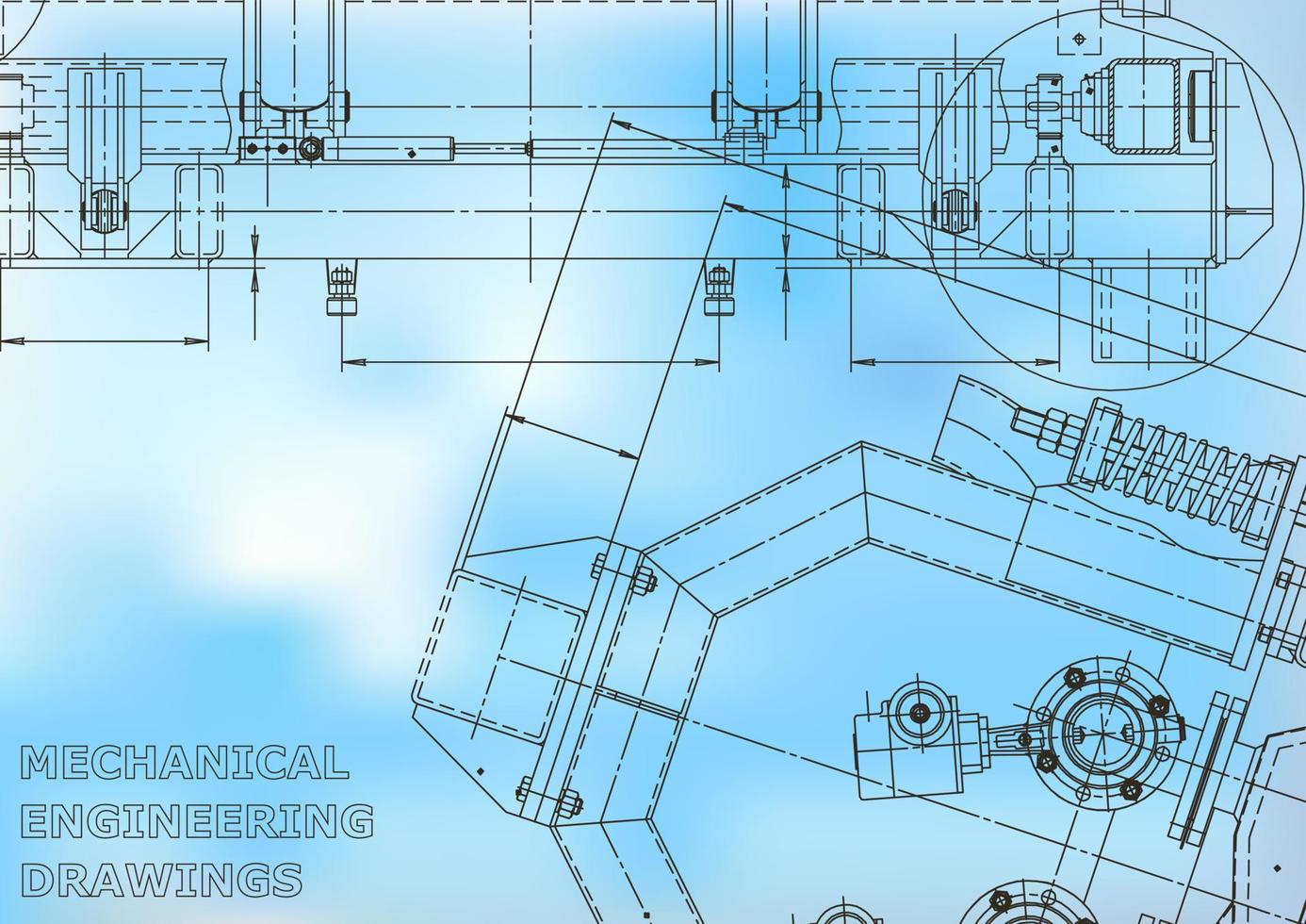 Blueprint, Sketch. Vector engineering illustration. Cover, flyer, banner, background