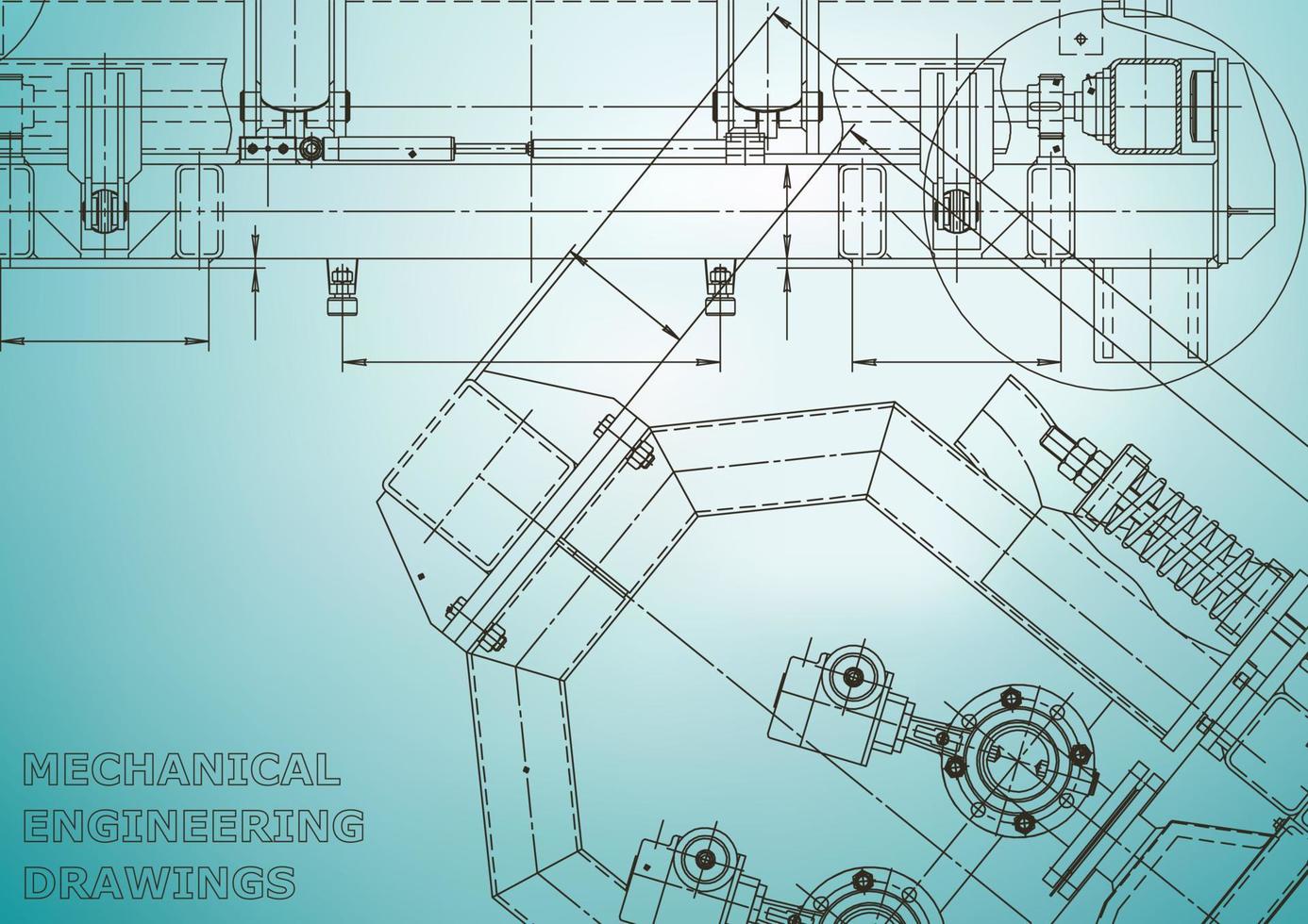 Blueprint. Vector engineering illustration. Cover, flyer, banner, background. Instrument-making drawings. Mechanical engineering drawing. Technical illustrations