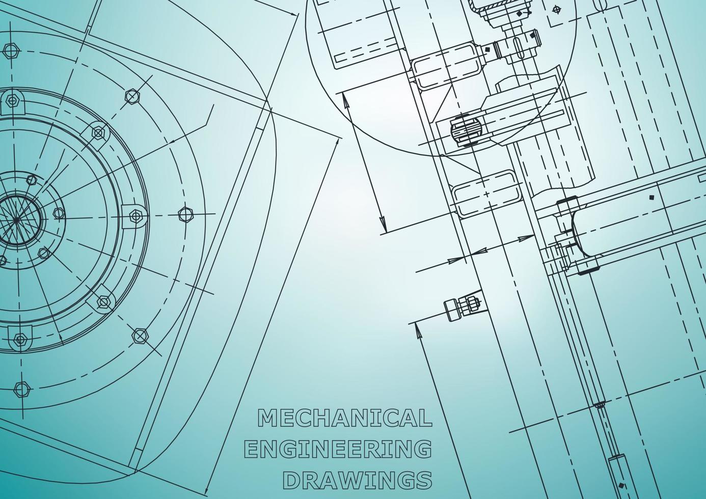 Blueprint. Vector engineering illustration. Cover, flyer, banner, background. Instrument-making drawings. Mechanical engineering drawing. Technical illustrations