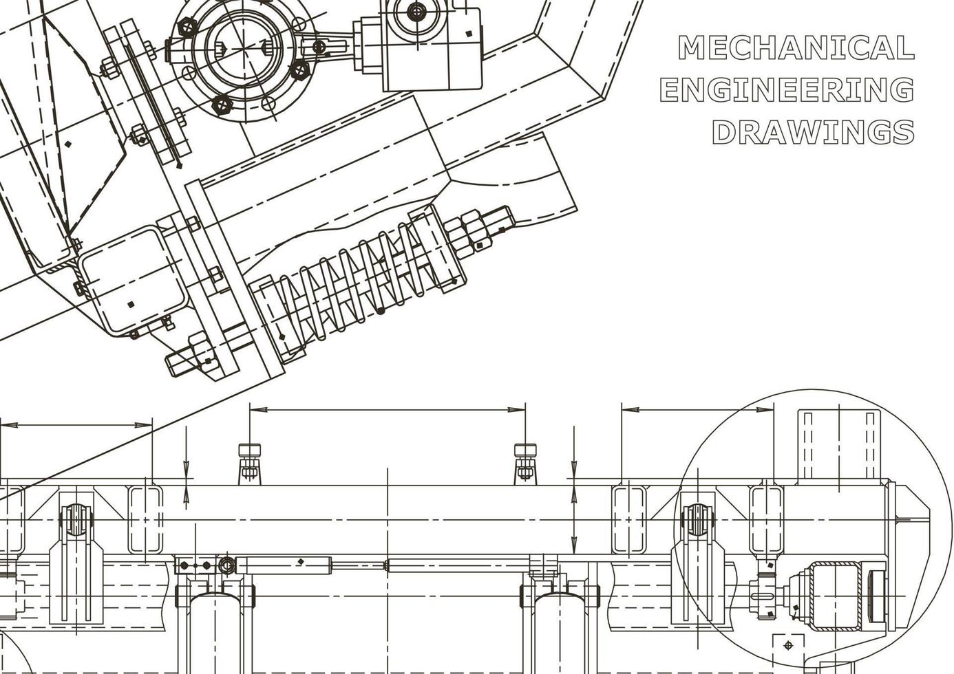Vector banner. Engineering drawing. Mechanical instrument making