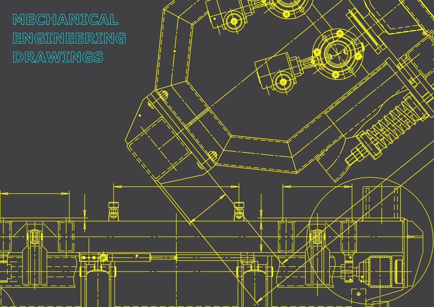 sistemas de diseño asistido por computadora. ilustraciones técnicas, fondos. dibujo de ingeniería mecánica. industria de construcción de maquinaria. dibujos de fabricación de instrumentos vector