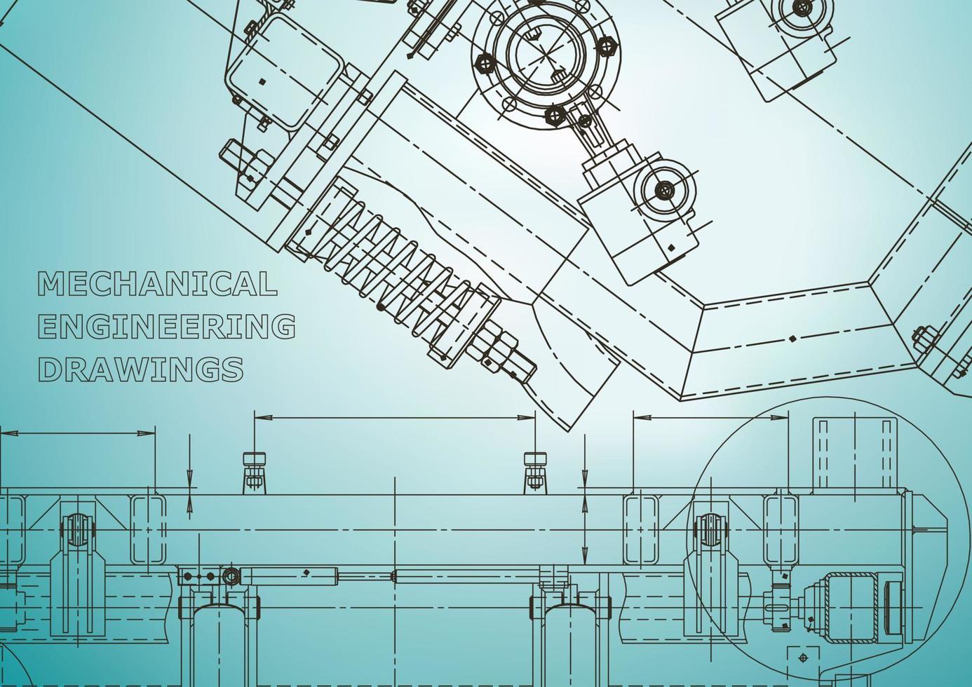 Blueprint. Vector engineering illustration. Cover, flyer, banner, background. Instrument-making drawings. Mechanical engineering drawing. Technical illustrations