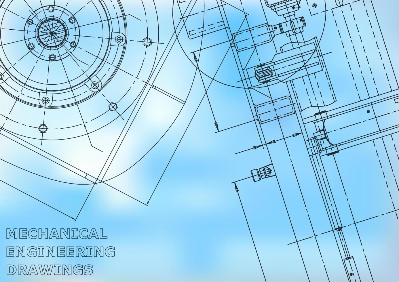 Blueprint. Vector engineering illustration. Cover, flyer, banner, background. Instrument-making drawings. Mechanical engineering drawing. Technical illustrations