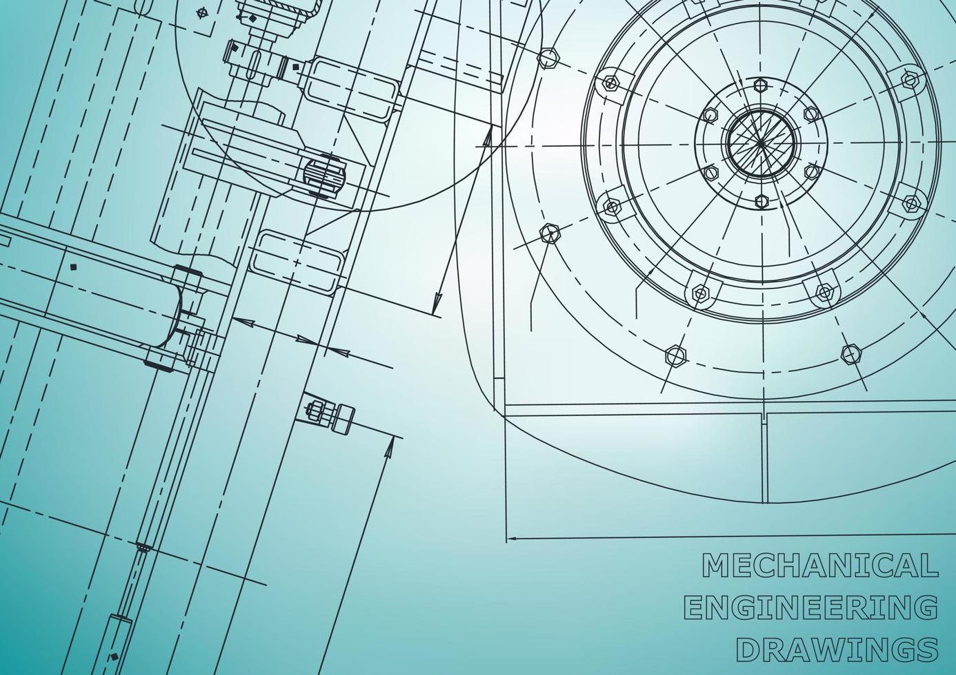 Blueprint. Vector engineering illustration. Cover, flyer, banner, background. Instrument-making drawings. Mechanical engineering drawing. Technical illustrations