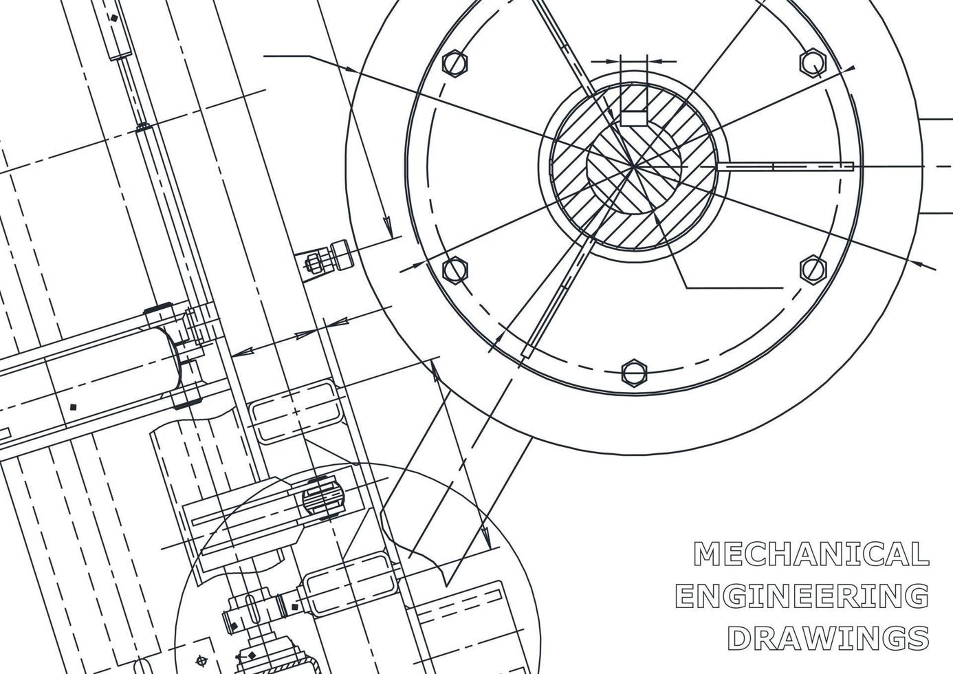 Ilustración de ingeniería vectorial. sistemas de diseño asistido por computadora. fabricación de instrumentos. ilustraciones técnicas vector