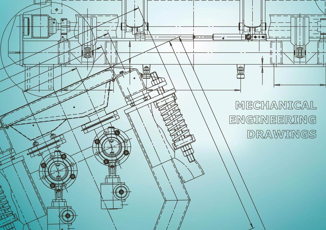 Blueprint. Vector engineering illustration. Cover, flyer, banner, background. Instrument-making drawings. Mechanical engineering drawing. Technical illustrations