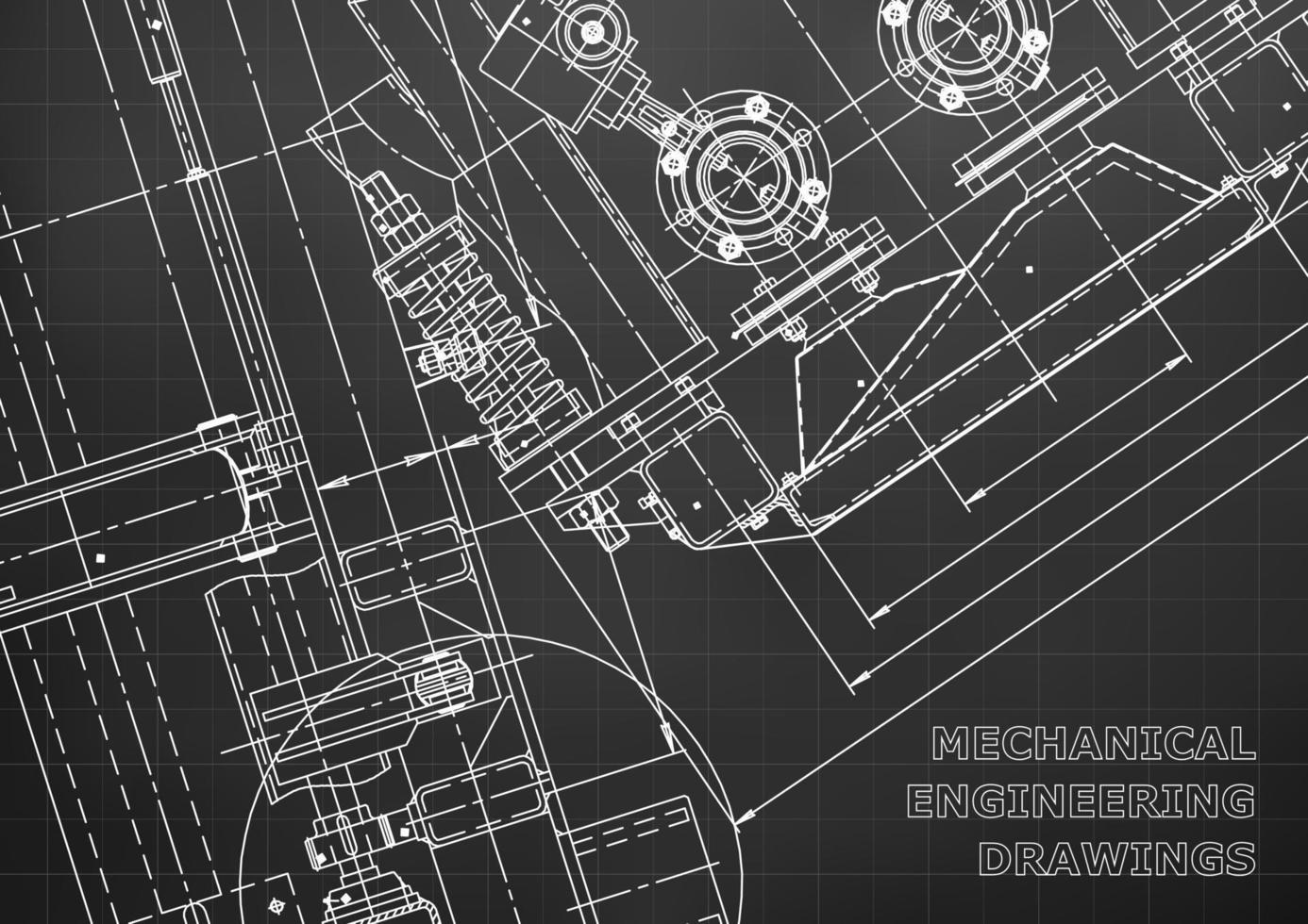 Ilustración de ingeniería vectorial. sistemas de diseño asistido por computadora. fabricación de instrumentos. ilustraciones técnicas vector