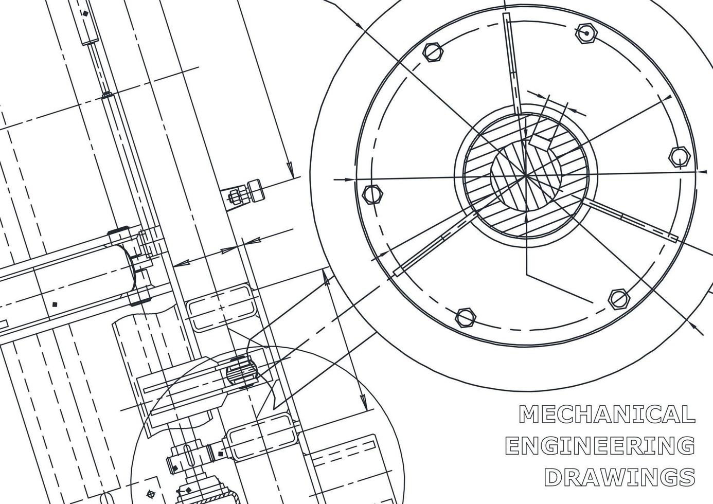 banner de vector. dibujo de ingeniería. fabricación de instrumentos mecánicos vector