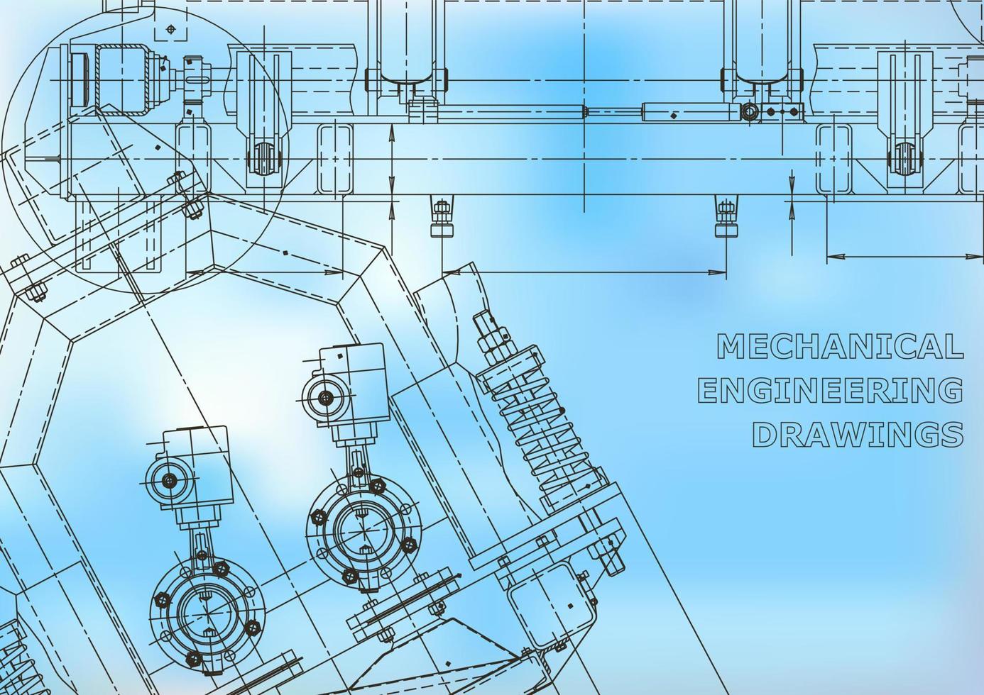 Blueprint. Vector engineering illustration. Cover, flyer, banner, background. Instrument-making drawings. Mechanical engineering drawing. Technical illustrations