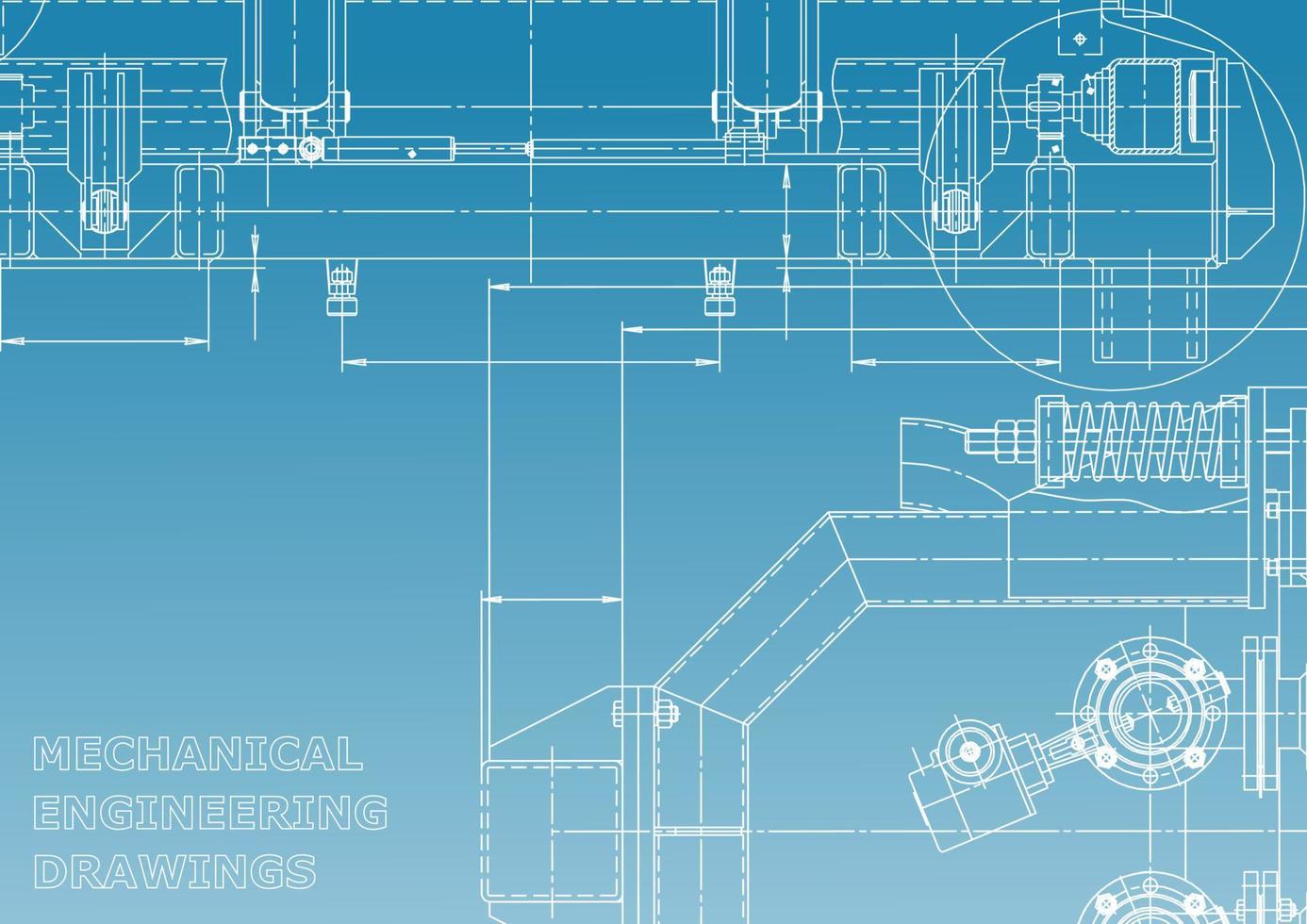 sistemas de diseño asistido por computadora. ilustraciones técnicas, fondos. dibujo de ingeniería mecánica. industria de construcción de maquinaria. dibujos de fabricación de instrumentos vector