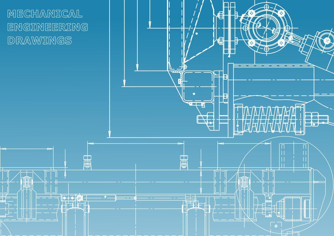Computer aided design systems. Technical illustrations, backgrounds. Mechanical engineering drawing. Machine-building industry. Instrument-making drawings vector