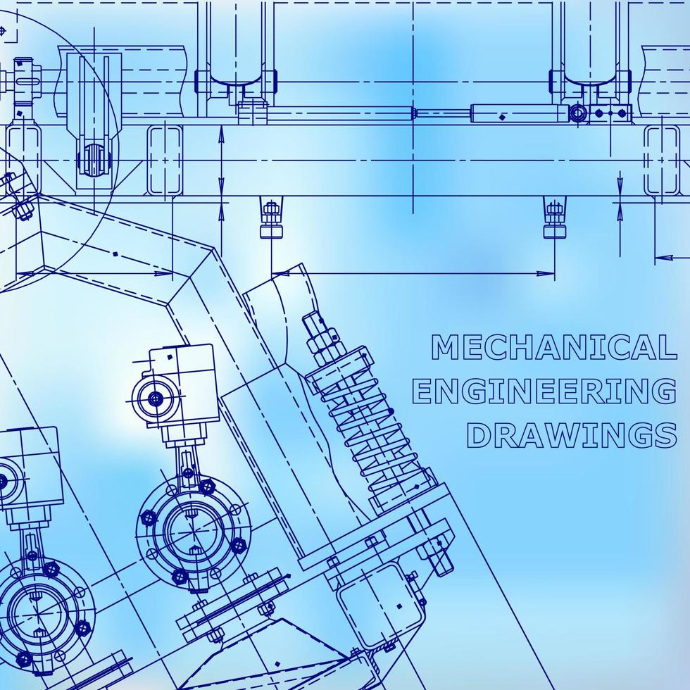 Blueprint, Sketch. Vector engineering illustration. Cover, flyer, banner, background