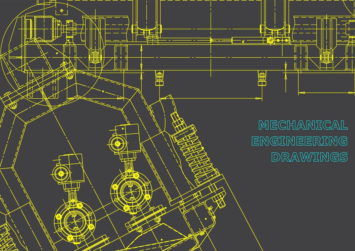 Blueprint. Vector engineering illustration. Cover, flyer, banner, background. Instrument-making drawings. Mechanical engineering drawing. Technical illustrations