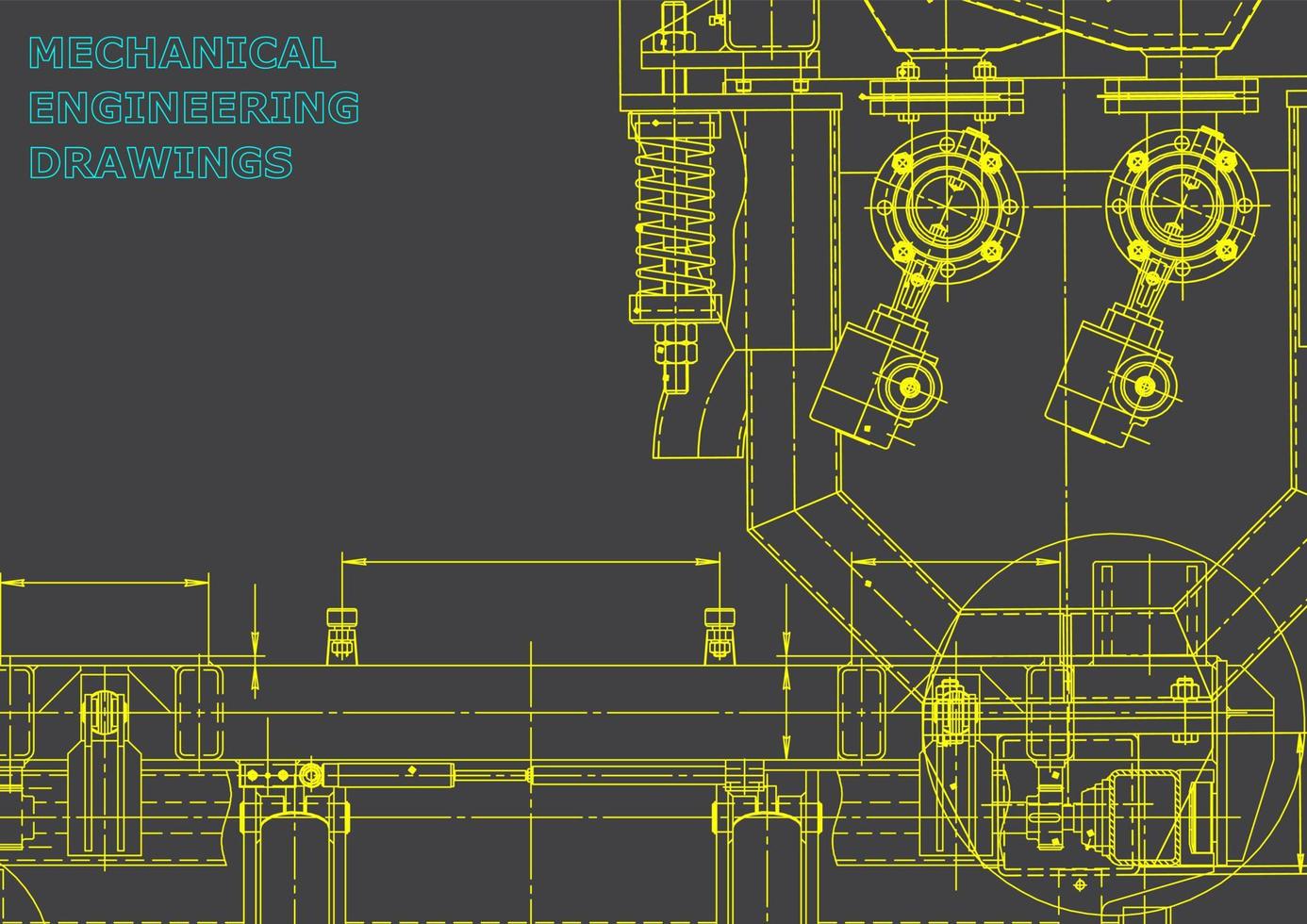 Blueprint. Vector engineering illustration. Cover, flyer, banner, background. Instrument-making drawings. Mechanical engineering drawing. Technical illustrations