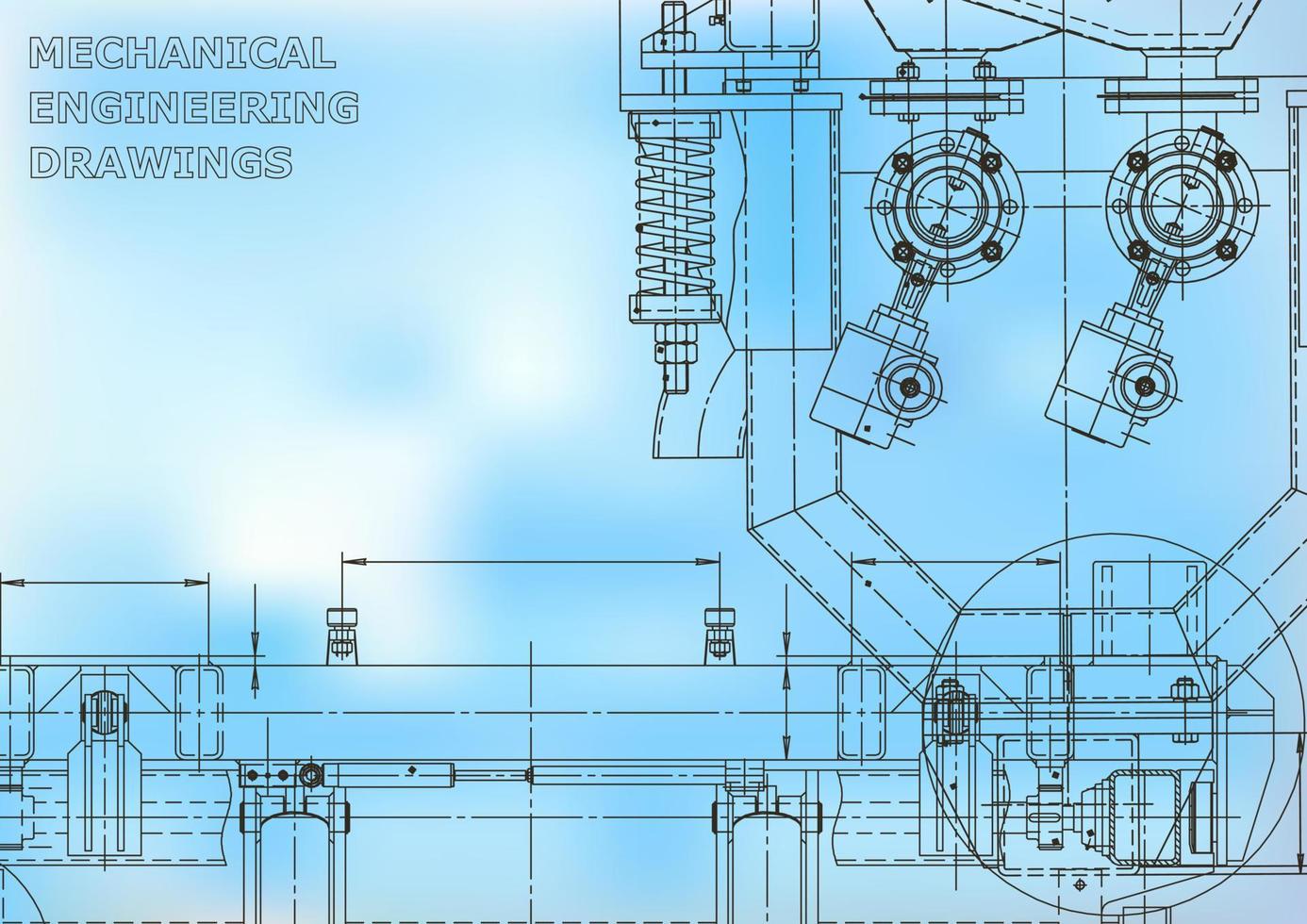 Blueprint. Vector engineering illustration. Cover, flyer, banner, background. Instrument-making drawings. Mechanical engineering drawing. Technical illustrations