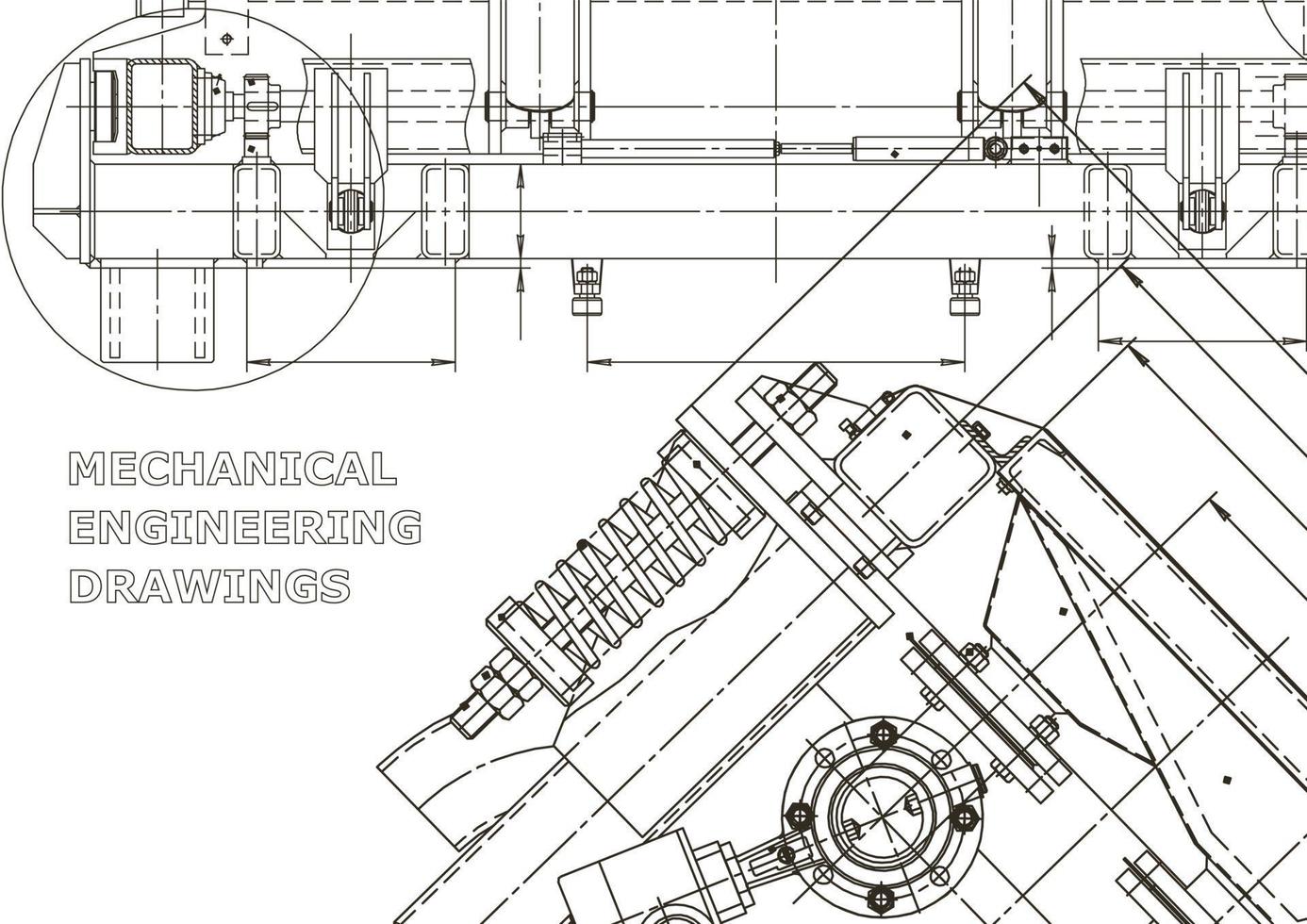 Vector banner. Engineering drawing. Mechanical instrument making