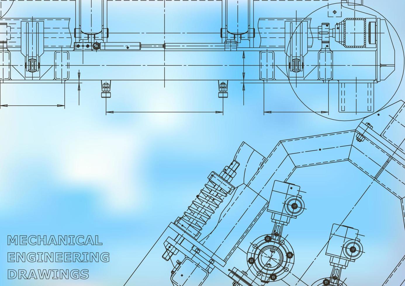 Vector engineering illustration. Computer aided design systems. Instrument-making. Technical illustrations