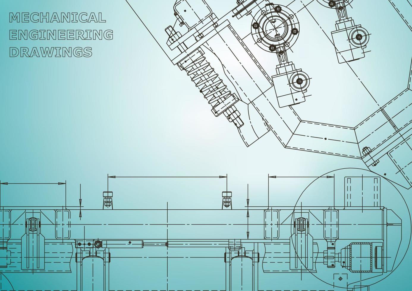 Blueprint. Vector engineering illustration. Cover, flyer, banner, background. Instrument-making drawings. Mechanical engineering drawing. Technical illustrations