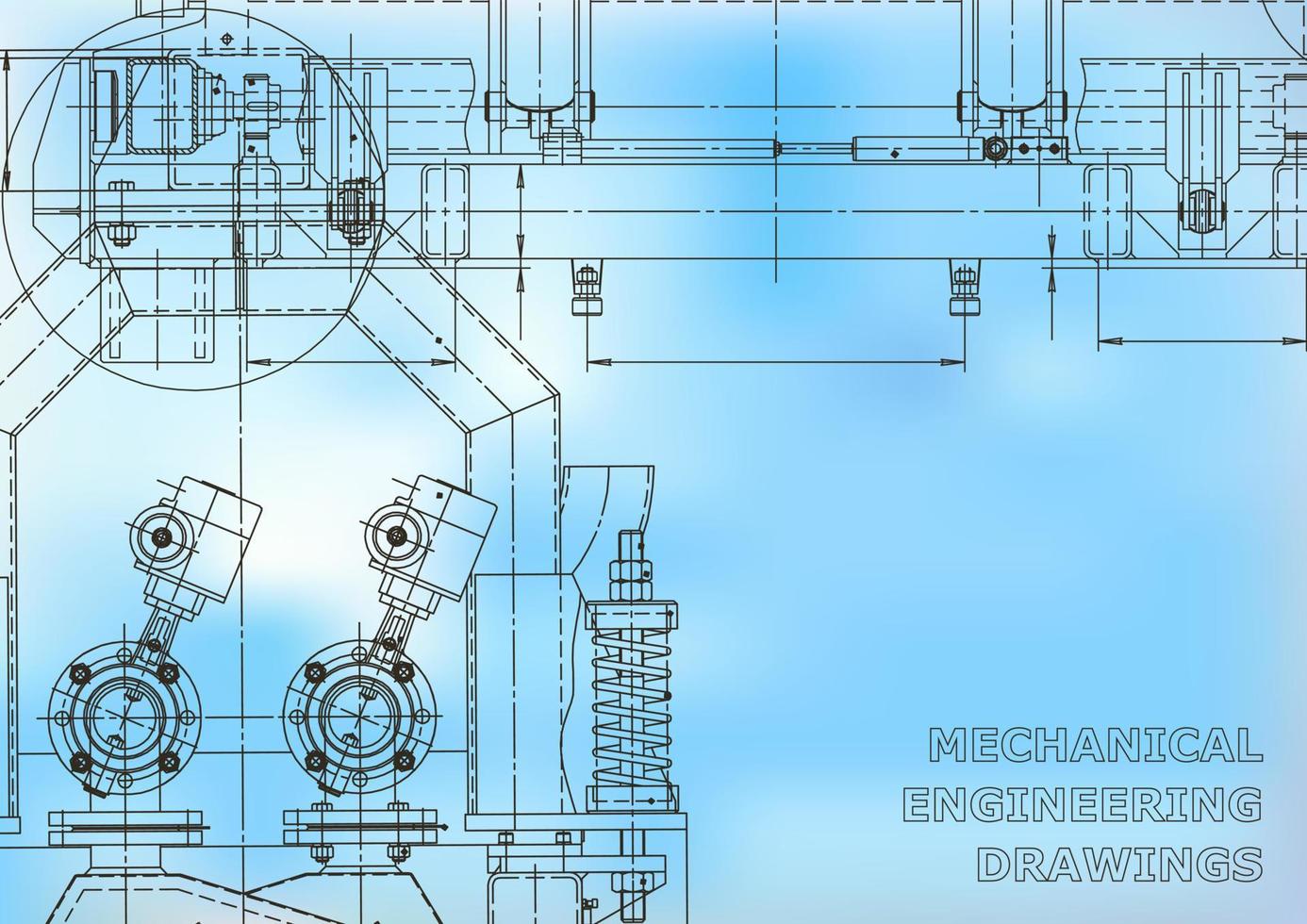 Blueprint. Vector engineering illustration. Cover, flyer, banner, background. Instrument-making drawings. Mechanical engineering drawing. Technical illustrations