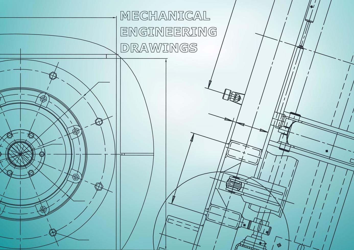 Blueprint. Vector engineering illustration. Cover, flyer, banner, background. Instrument-making drawings. Mechanical engineering drawing. Technical illustrations