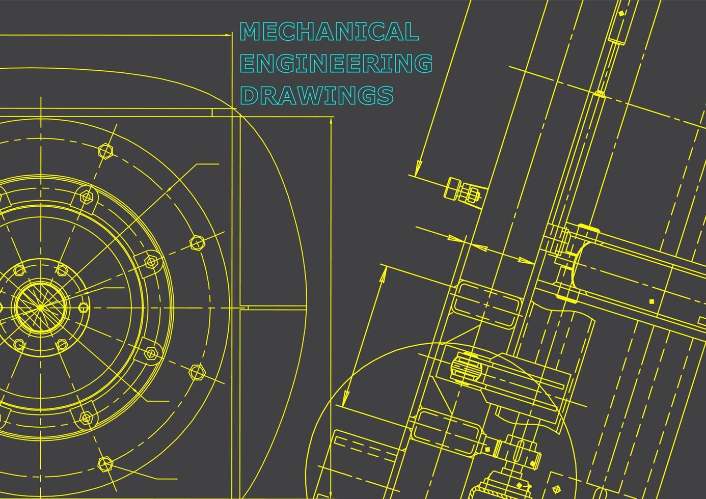 Computer aided design systems. Technical illustrations, backgrounds. Mechanical engineering drawing. Machine-building industry. Instrument-making drawings vector