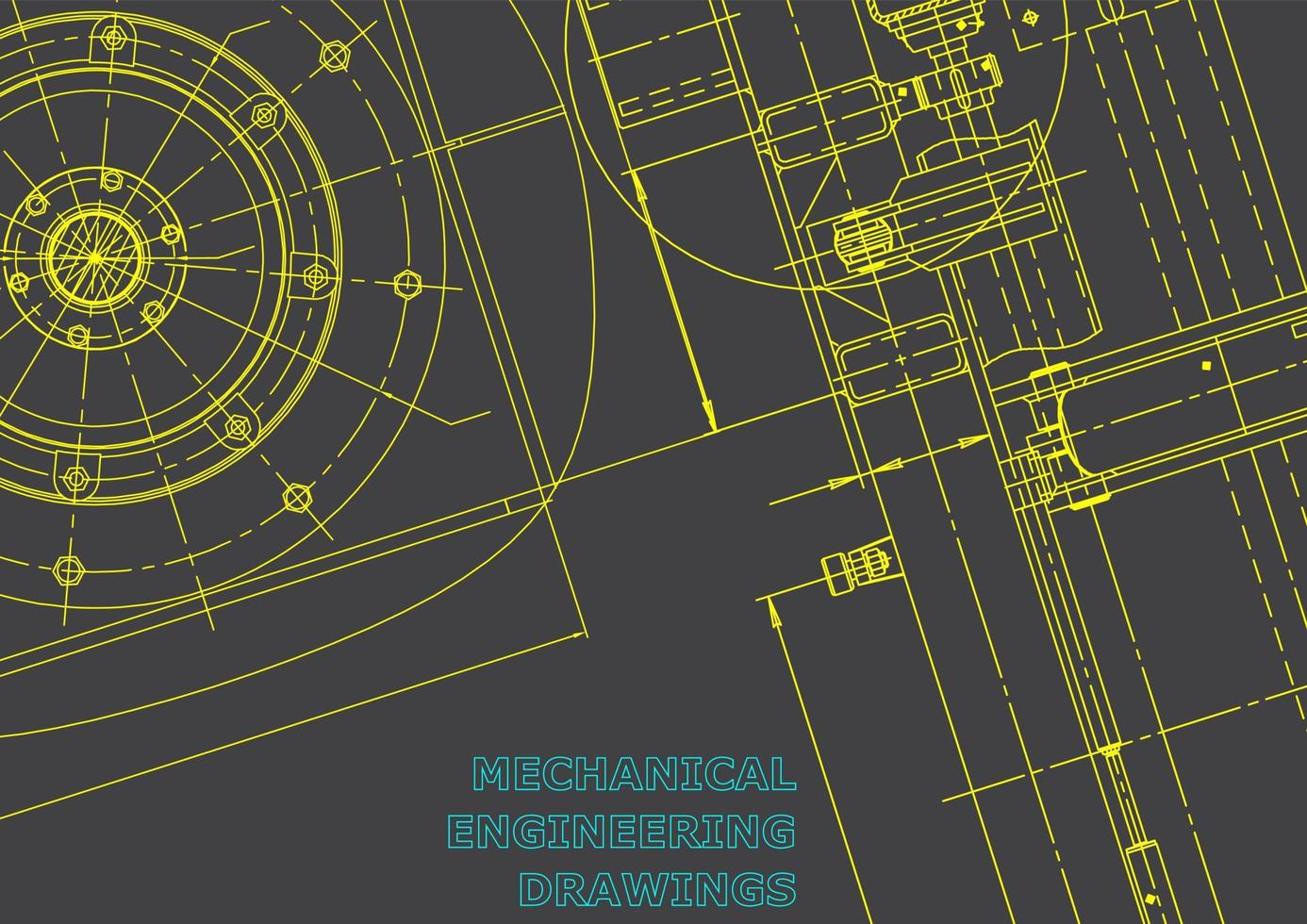 Computer aided design systems. Technical illustrations, backgrounds. Mechanical engineering drawing. Machine-building industry. Instrument-making drawings vector