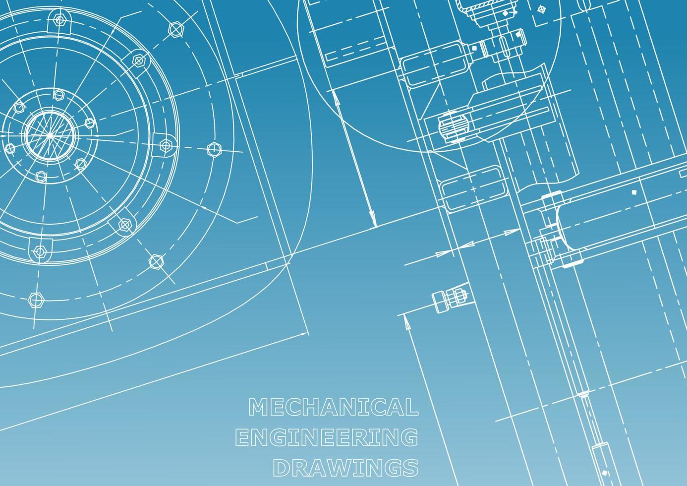 Computer aided design systems. Technical illustrations, backgrounds. Mechanical engineering drawing. Machine-building industry. Instrument-making drawings vector