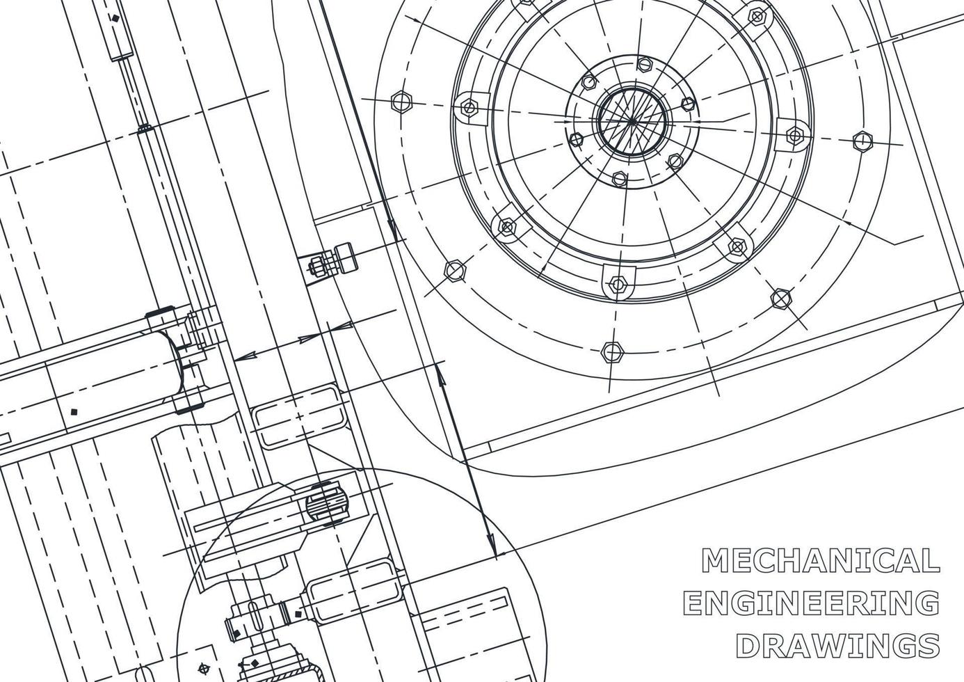 Vector banner. Engineering drawing. Mechanical instrument making