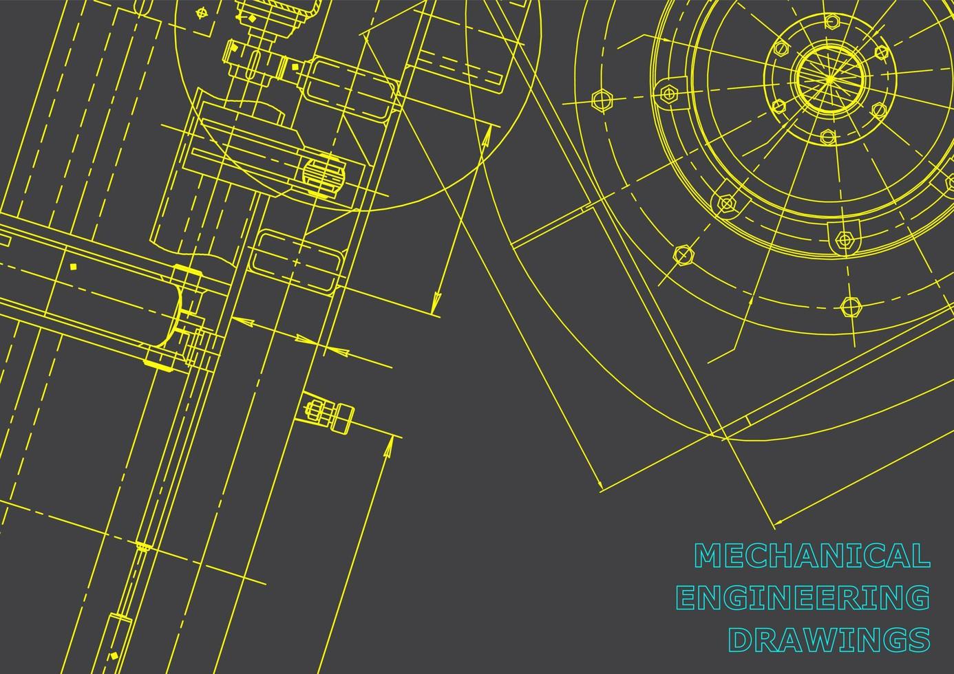 sistemas de diseño asistido por computadora. ilustraciones técnicas, fondos. dibujo de ingeniería mecánica. industria de construcción de maquinaria. dibujos de fabricación de instrumentos vector