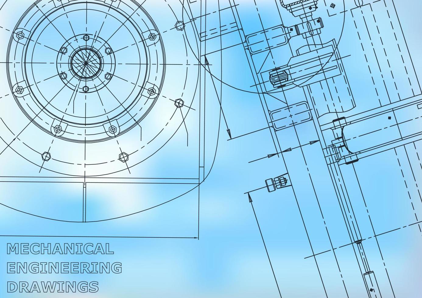 Blueprint. Vector engineering illustration. Cover, flyer, banner, background. Instrument-making drawings. Mechanical engineering drawing. Technical illustrations