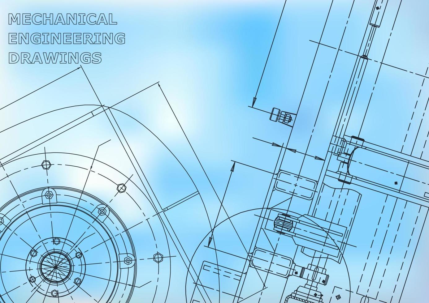 Blueprint. Vector engineering illustration. Cover, flyer, banner, background. Instrument-making drawings. Mechanical engineering drawing. Technical illustrations