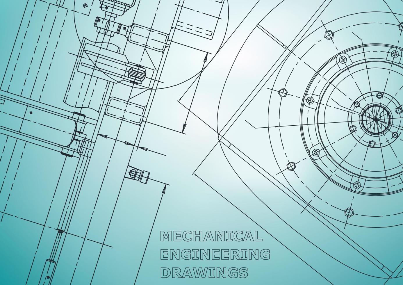 Blueprint. Vector engineering illustration. Cover, flyer, banner, background. Instrument-making drawings. Mechanical engineering drawing. Technical illustrations