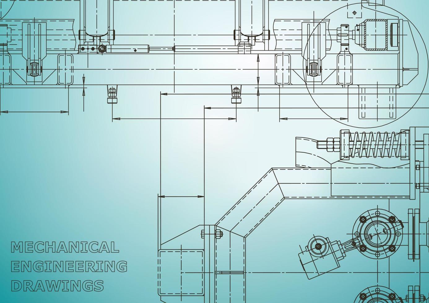 Blueprint. Vector engineering illustration. Cover, flyer, banner, background. Instrument-making drawings. Mechanical engineering drawing. Technical illustrations