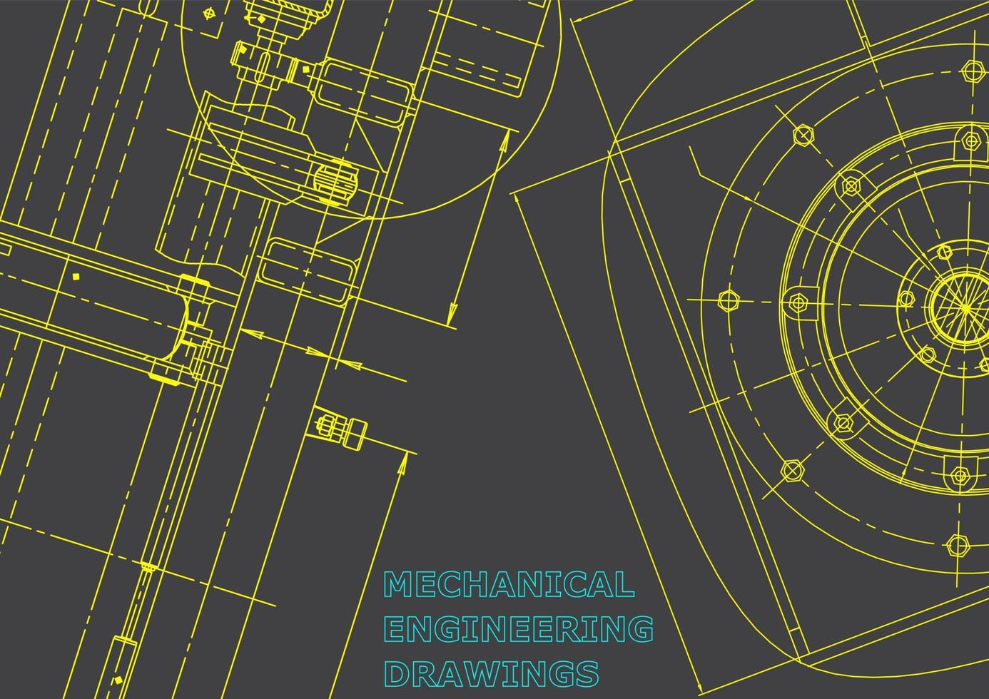 Computer aided design systems. Technical illustrations, backgrounds. Mechanical engineering drawing. Machine-building industry. Instrument-making drawings vector