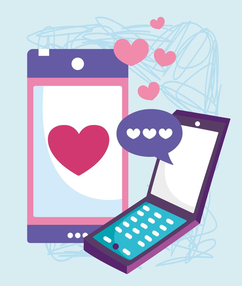 smartphone devices technology chat love speech bubble vector