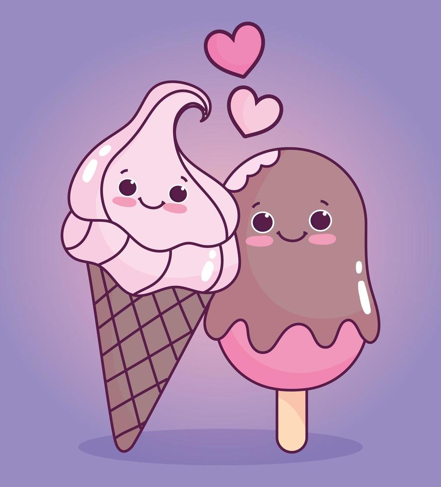 cute food chocolate ice cream in stick and cone sweet dessert pastry ...