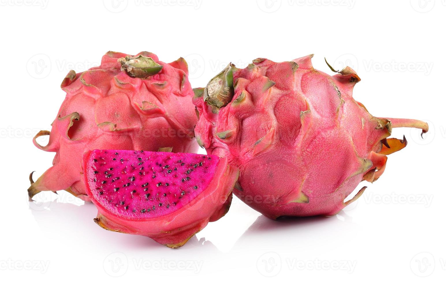 red dragon fruit on white background photo