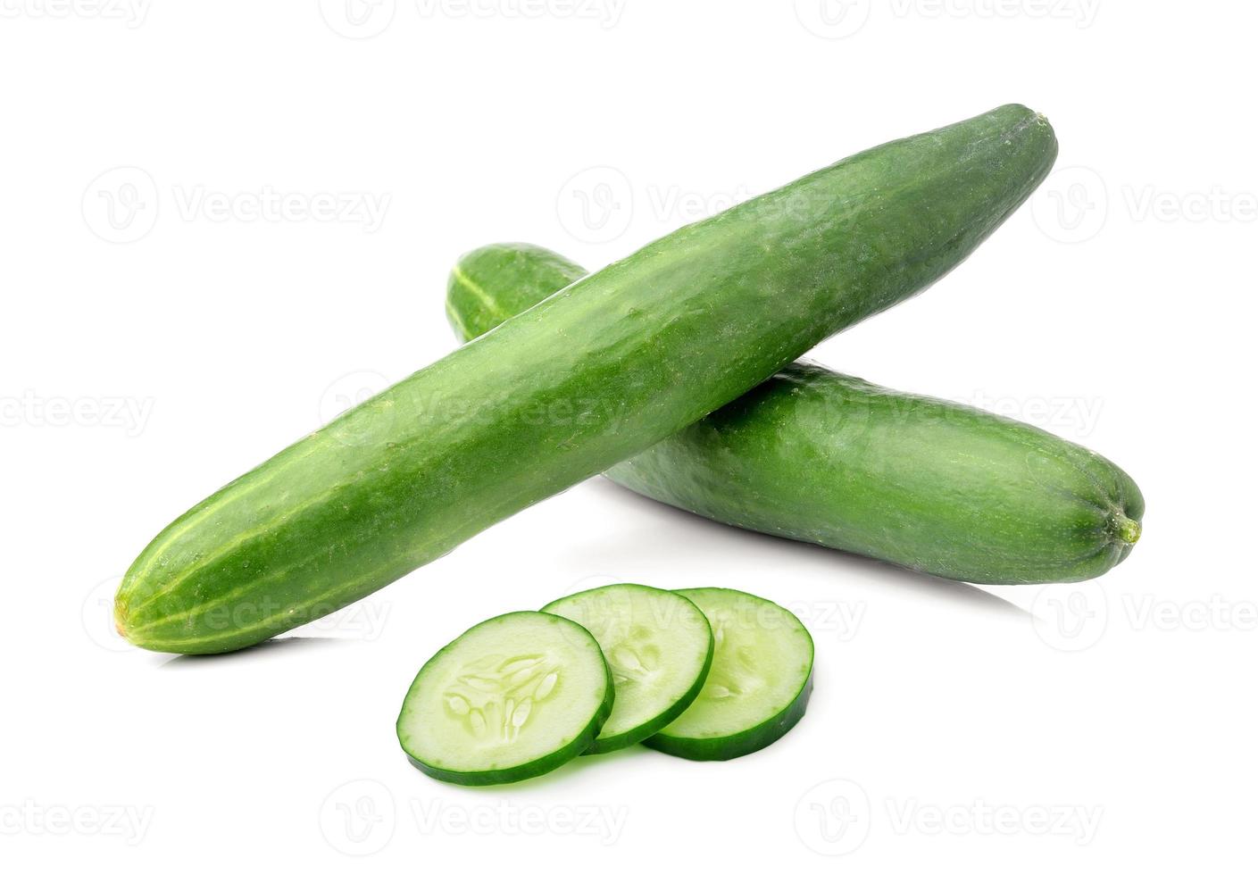 Fresh cucumber isolated on white background photo