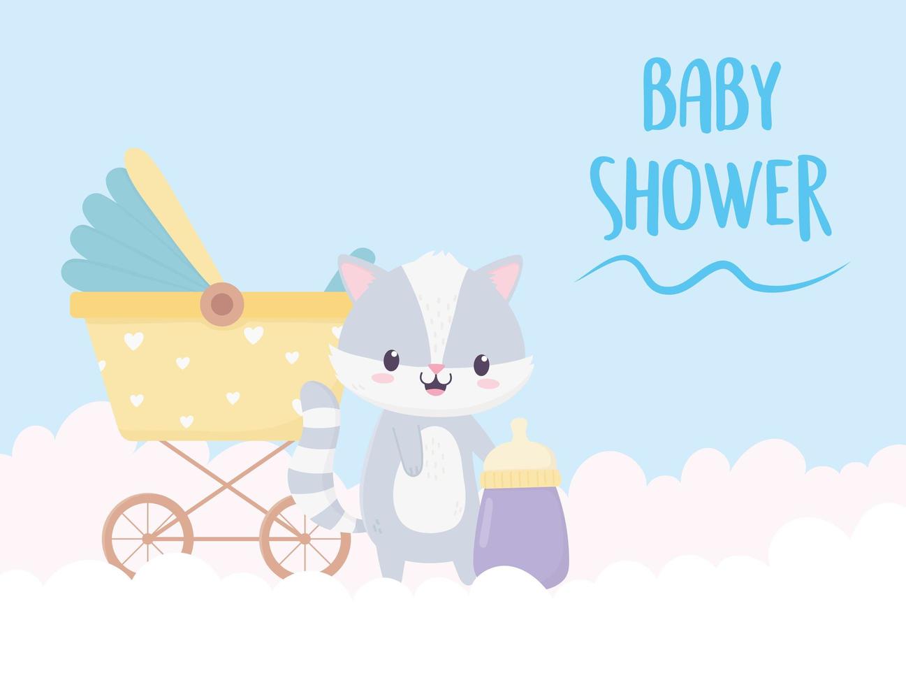 decoración de dibujos animados de mapache de baby shower vector